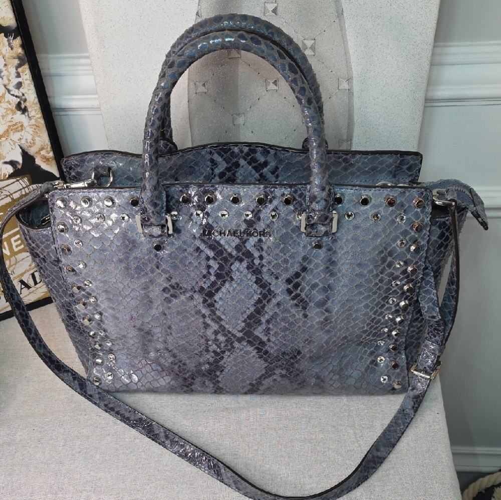 Michael Kors Selma Python Embossed Satchel - image 1